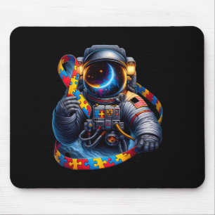 Autism Awareness Astronaut Yellow Red Blue Dog Rib Mouse Mat