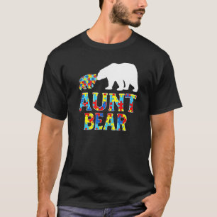 Autism Awareness Aunt Bear Puzzle Support Autistic T-Shirt