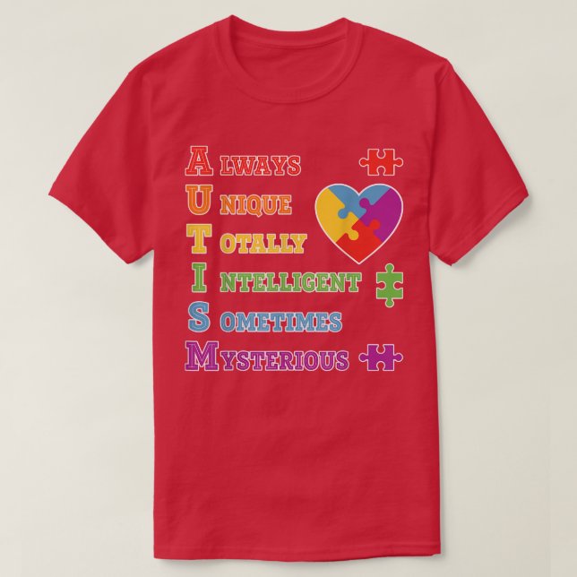 Autism Awareness Autism Acronym Puzzle Piece Men W T-Shirt (Design Front)