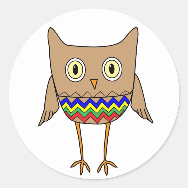 Autism Awareness Autism Colours Owl ZigZag Chevron Classic Round Sticker (Front)