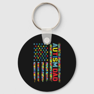 Autism Awareness Autism Dad America Flag Puzzle G Key Ring