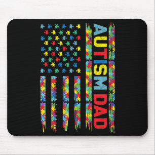 Autism Awareness  Autism Dad America Flag Puzzle G Mouse Mat