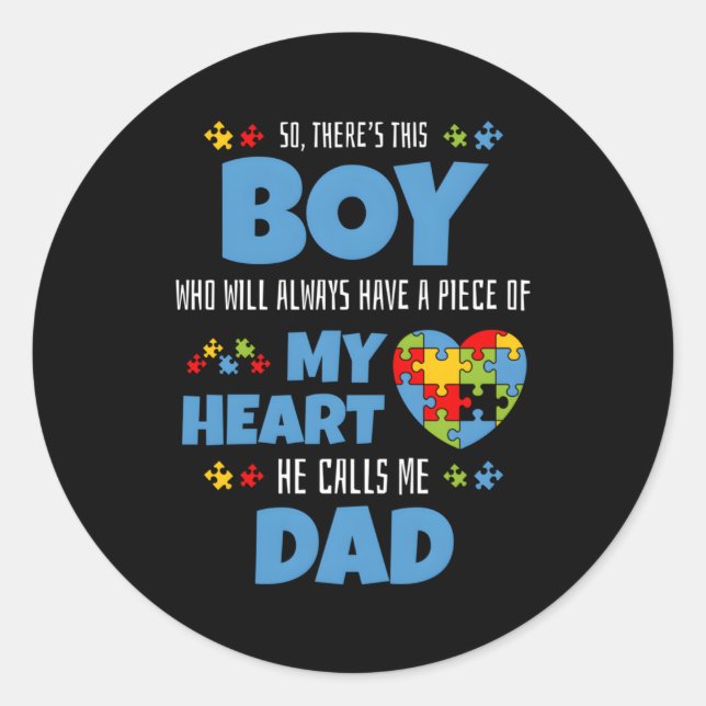 Autism Awareness Autism Dad Classic Round Sticker (Front)
