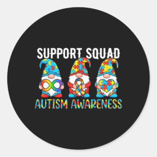 Autism Awareness Autism Gnome Support Squad Family Classic Round Sticker