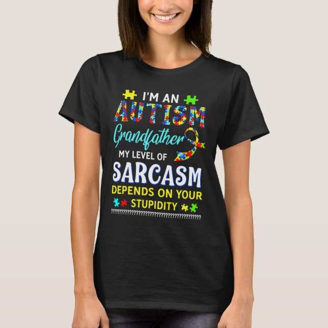 Autism Awareness Autism Grandfather T-Shirt (Front)