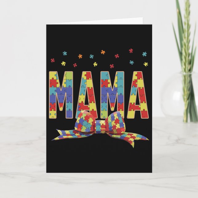 Autism Awareness Autism Mama Accept Love Puzzle Co Card (Front)