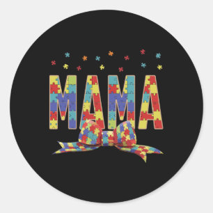 Autism Awareness Autism Mama Accept Love Puzzle Co Classic Round Sticker