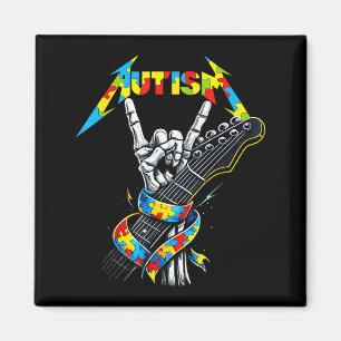 Autism awareness autism skeleton guitar player roc magnet