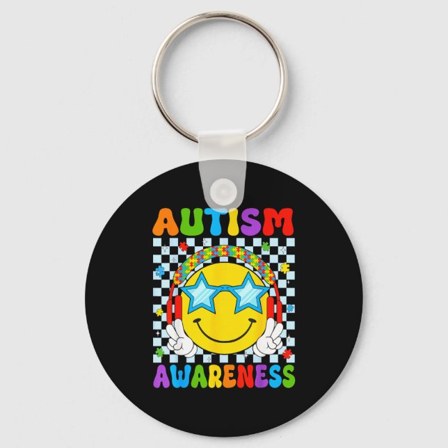Autism awareness autism squad support funny puzzle key ring (Front)