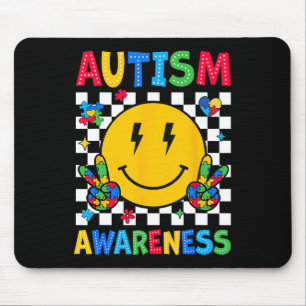 Autism Awareness Autism Squad Support Smile Face W Mouse Mat