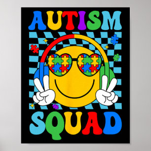 Autism Awareness Autism Squad Support Smile Face W Poster