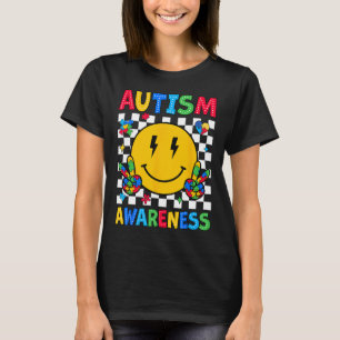 Autism Awareness Autism Squad Support Smile Face W T-Shirt