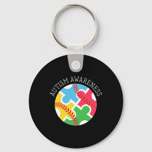 Autism Awareness Autism Support Baseball Key Ring