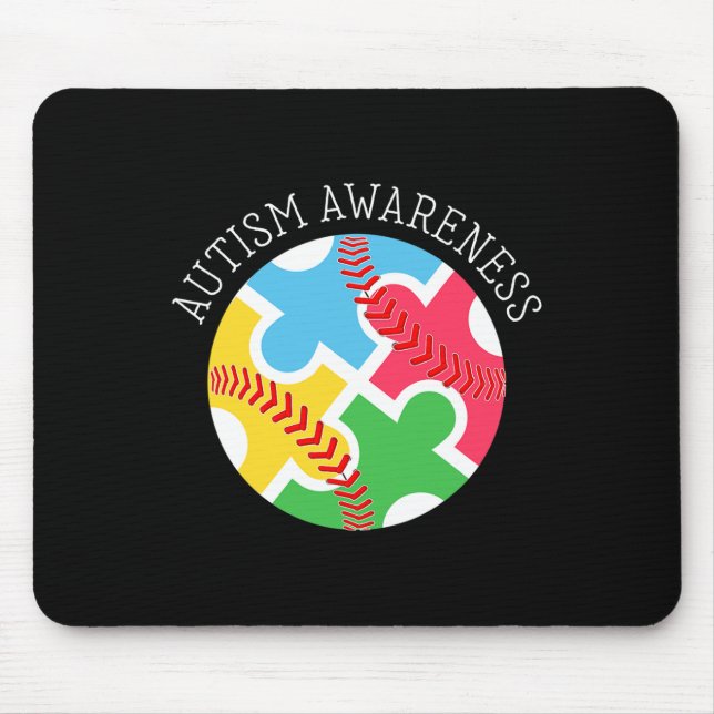 Autism Awareness Autism Support Baseball  Mouse Mat (Front)