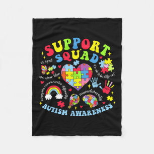 Autism Awareness Autism Support Squad Family Heart Fleece Blanket