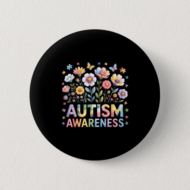 Autism awareness autistic  6 cm round badge (Front)