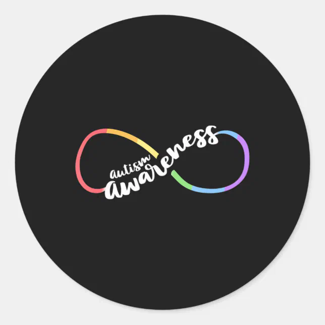 Autism Awareness Autistic Acceptance Rainbow Infin Classic Round ...