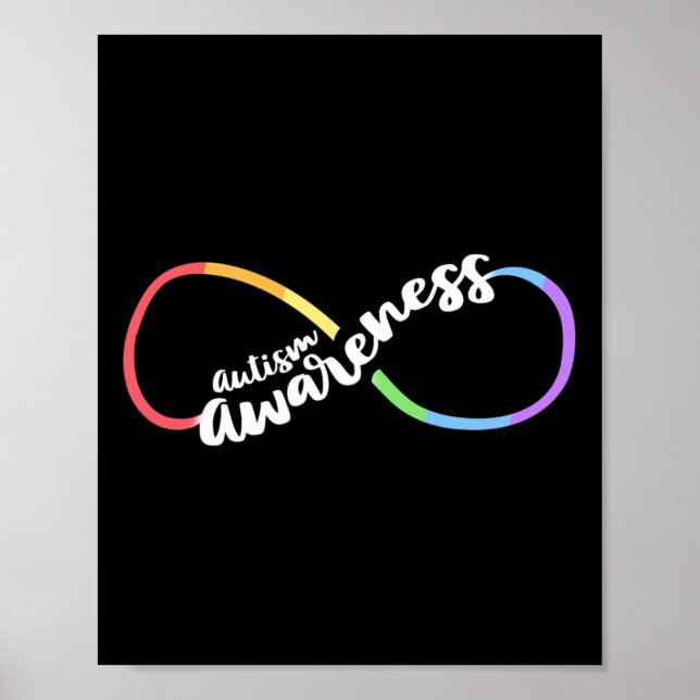 Autism Awareness Autistic Acceptance Rainbow Infin Poster (Front)