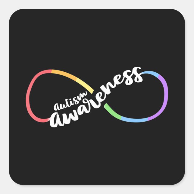 Autism Awareness Autistic Acceptance Rainbow Infin Square Sticker (Front)