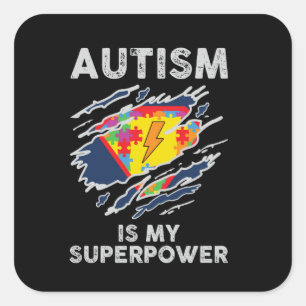 Autism Awareness Autistic Kids Awareness Superpowe Square Sticker