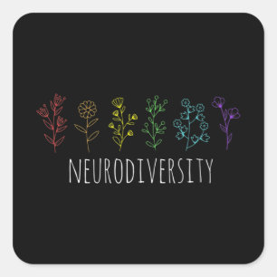Autism Awareness Autistic Pride Rainbow Neurodiver Square Sticker