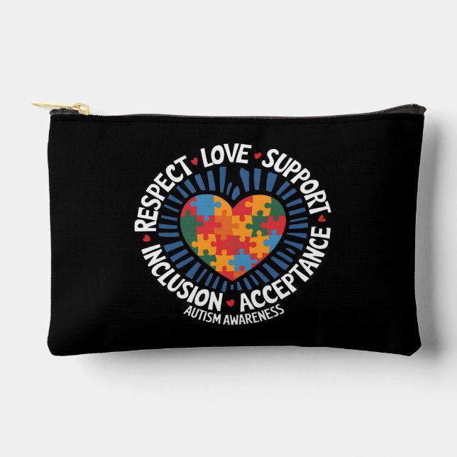 Autism Awareness Autistic Respect Love Support Accessory Pouch (Front)