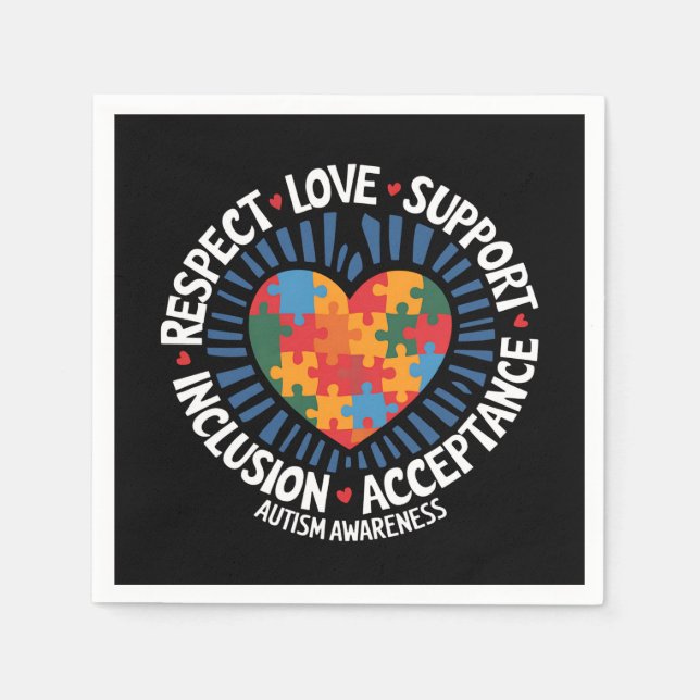 Autism Awareness Autistic Respect Love Support Napkin (Front)