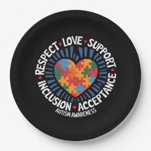 Autism Awareness Autistic Respect Love Support Paper Plate