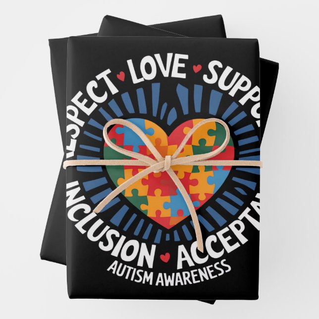 Autism Awareness Autistic Respect Love Support Wrapping Paper Sheet (In situ)