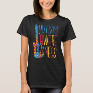 Autism Awareness Autistism Puzzle Guitar T-Shirt