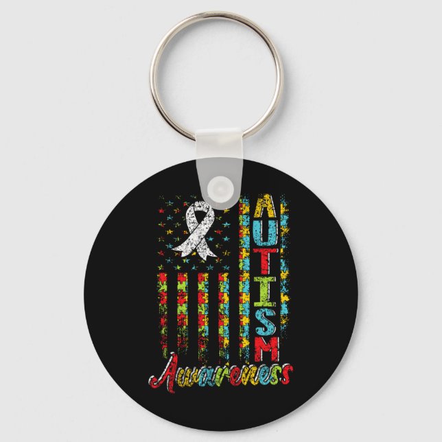 Autism Awareness Autists Support Autist Autistic A Key Ring (Front)