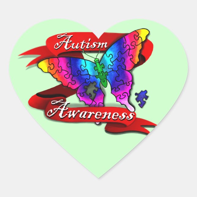 Autism Awareness Banner Heart Sticker (Front)