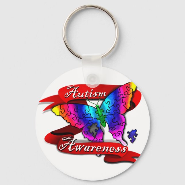 Autism Awareness Banner Key Ring (Front)