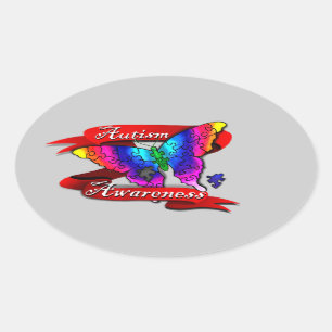 Autism Awareness Banner Oval Sticker
