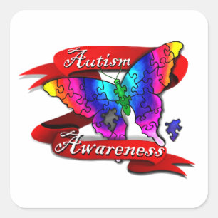 Autism Awareness Banner Square Sticker
