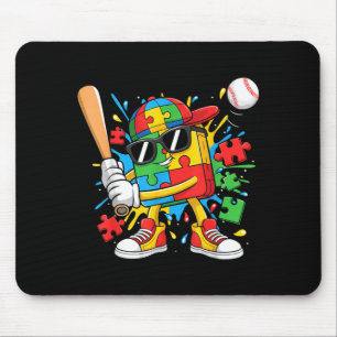 Autism Awareness Baseball Drip Ice Cream Puzzle Mouse Mat