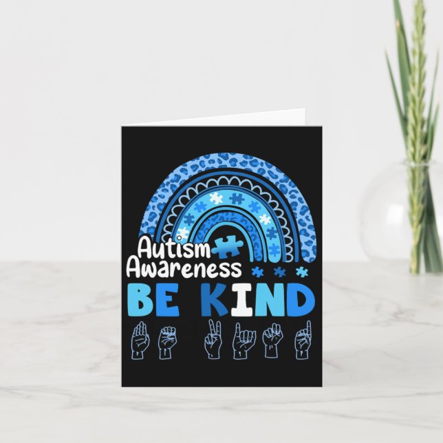 Autism Awareness Be Kind Asl Hand Sign Language  Card (Front)