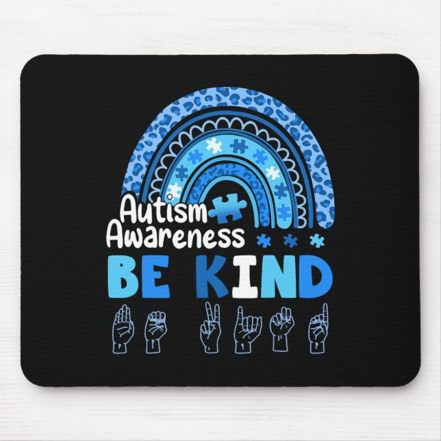 Autism Awareness Be Kind Asl Hand Sign Language  Mouse Mat (Front)