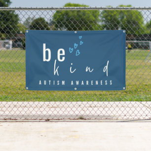 autism awareness be kind blue hearts modern  banner