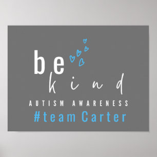autism awareness be kind blue modern team name poster