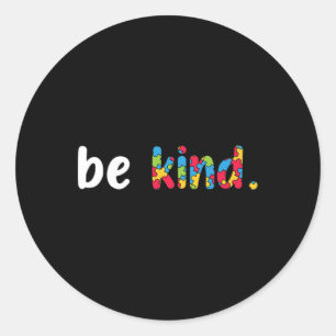 Autism Awareness Be Kind Colourful Puzzle Pieces Classic Round Sticker