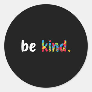 Autism Awareness Be Kind Colourful Puzzle Pieces Classic Round Sticker