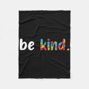 Autism Awareness Be Kind Colourful Puzzle Pieces  Fleece Blanket