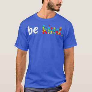Autism Awareness Be Kind Colourful Puzzle Pieces T-Shirt