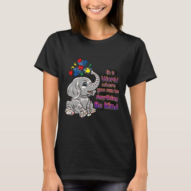 Autism Awareness Be Kind Elephant Puzzle Teacher M T-Shirt (Front)