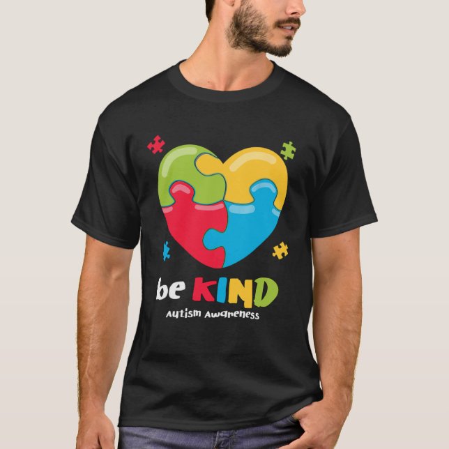 Autism Awareness   Be Kind Puzzle Heart Kindness   T-Shirt (Front)