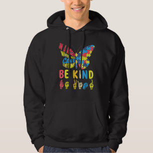 Autism Awareness Be Kind Puzzle Sign Language Hand Hoodie