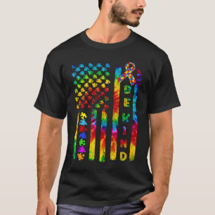 Autism Awareness Be Kind Puzzle US American Flag T T-Shirt