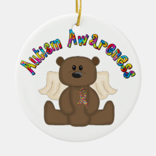 Autism Awareness Bear Ceramic Tree Decoration