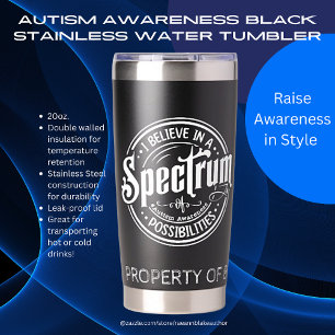 Autism Awareness Black Stainless Water Tumbler